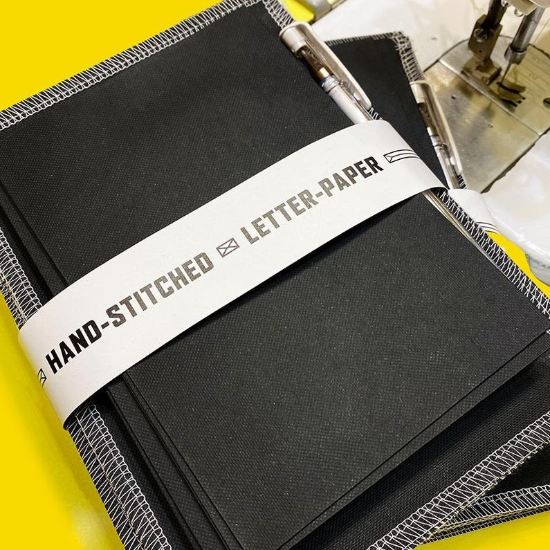 Hand Stitched Letter Paper — Black by Obataimu at White Label Project