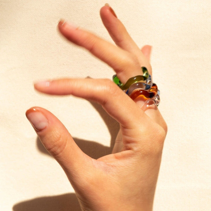 La Onda Rings — Blue / Green by Studio Conchita at White Label Project
