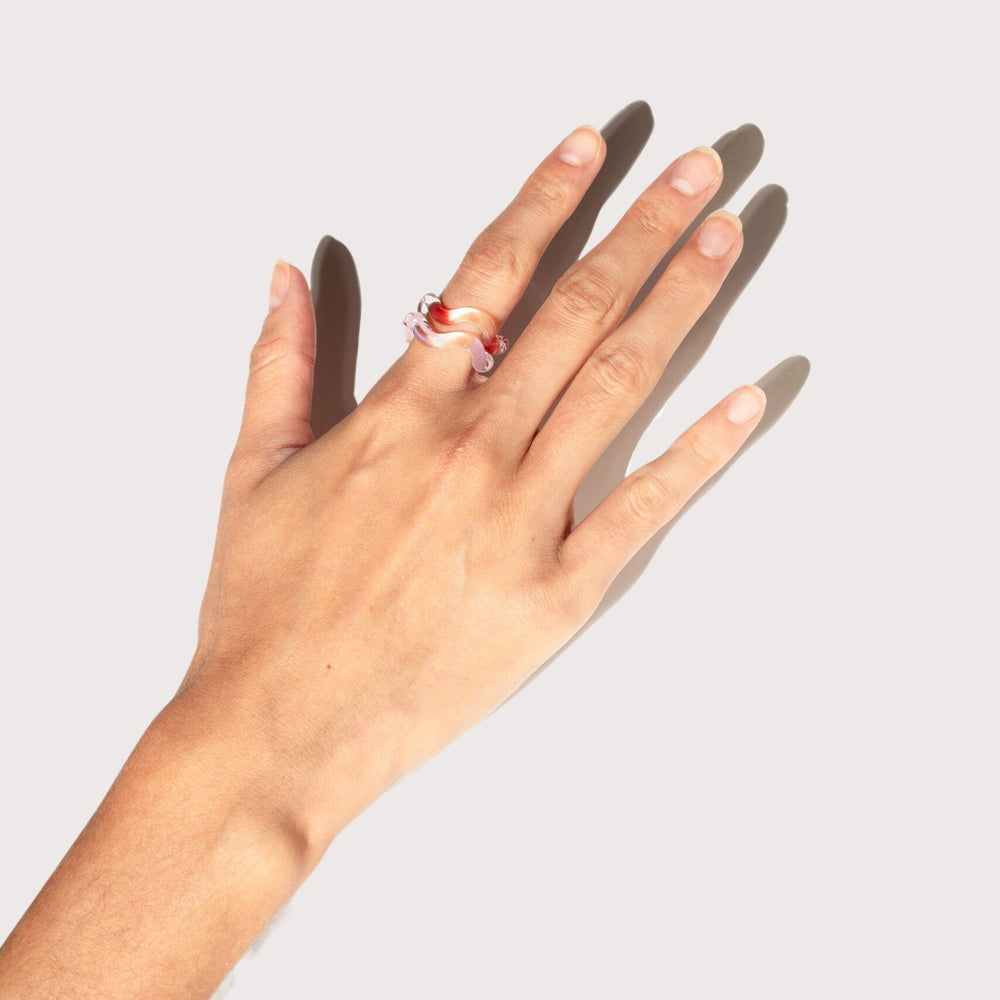 Marbled La Onda Rings — Red/ Rosé by Studio Conchita at White Label Project
