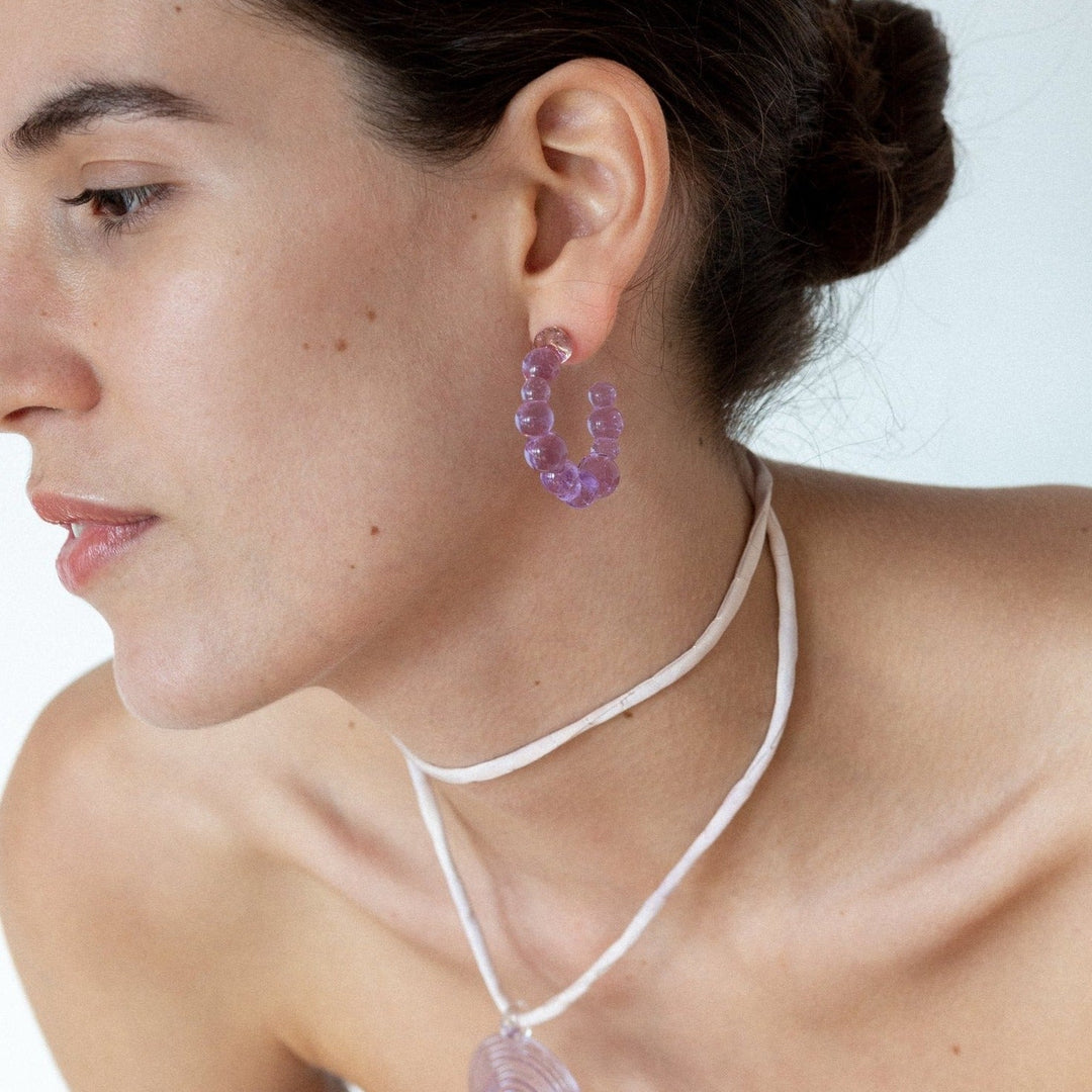 Media Luna Earrings — Lilac by Studio Conchita at White Label Project