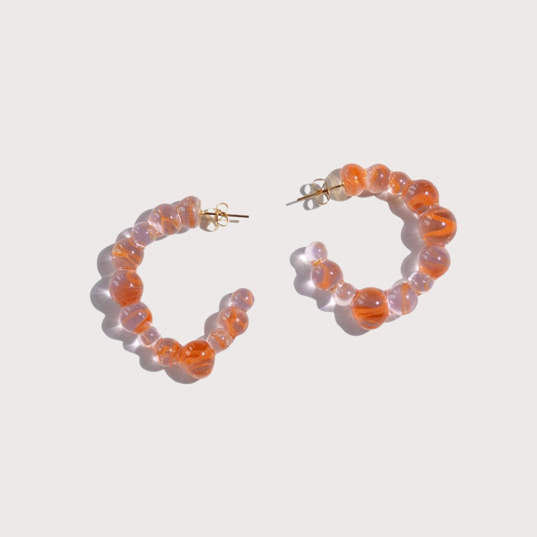 Media Luna Earrings — Marbled Pink / Orange by Studio Conchita at White Label Project